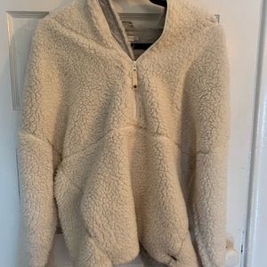 Cream Sherpa quarter zip
